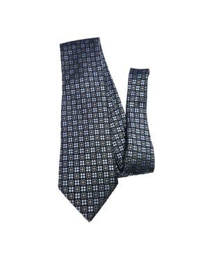 Pronto Uomo Geometric Necktie Men's Silk Tie 100% Silk Tie Blue and Black